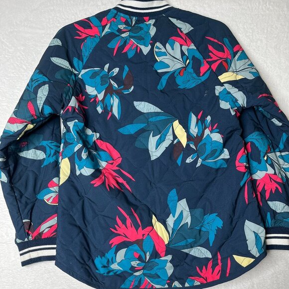 Joylab Blue Magenta Floral Bomber Jacket sz S Athletic Quilted Target Running - Picture 8 of 12